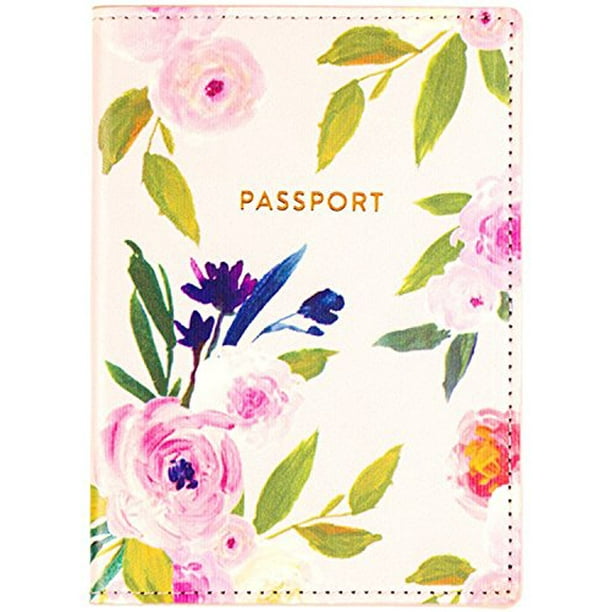 Gili Pink Flower Pattern Travel Passport & Document Organizer Zipper Case 